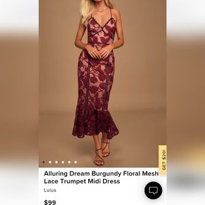 Burgundy lace trumpet dress